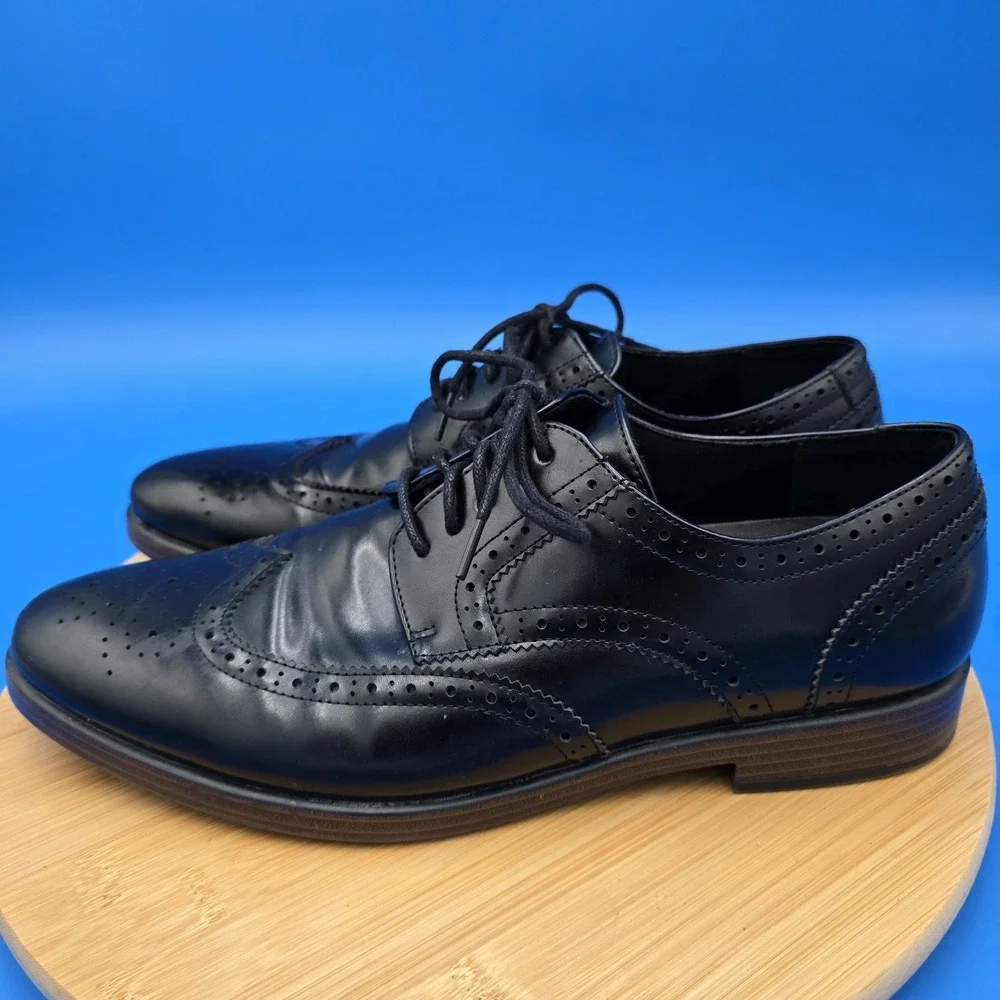 Van Heusen Black Ramsey Wingtip Oxfords Dress‎ Shoes Men's 9.5M